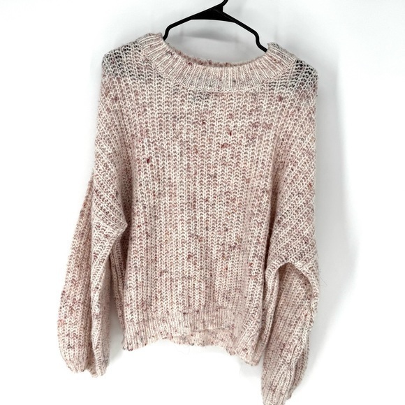 Primark Sweaters - Primark Speckled wool blend cottagecore Knit Sweater - Cream and Pink